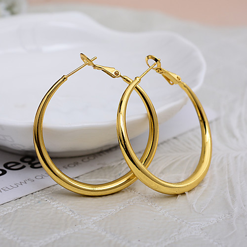 

Women's Couple's Hoop Earrings Geometrical Wedding Birthday Romantic Sweet Cute French 18K Gold Filled Earrings Jewelry Gold For Halloween Party Evening Engagement Birthday Festival 1 Pair