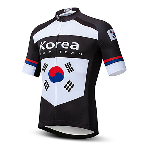 

21Grams Men's Short Sleeve Cycling Jersey Black / White National Flag Bike Jersey Top Mountain Bike MTB Road Bike Cycling UV Resistant Breathable Quick Dry Sports Clothing Apparel / Stretchy