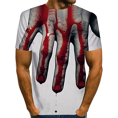 

Men's Daily Holiday Street chic / Exaggerated T-shirt - Color Block / 3D / Abstract Print Rainbow