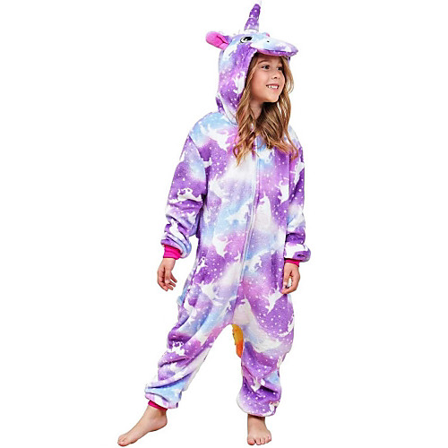 

Kid's Kigurumi Pajamas Unicorn Flying Horse Onesie Pajamas Flannelette Purple Cosplay For Boys and Girls Animal Sleepwear Cartoon Festival / Holiday Costumes