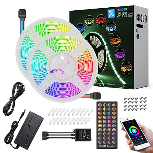 

ZDM 10M(25M) Music Sync Timed Remote Waterproof Flexible Tiktok LED Strip Lights 5050 RGB SMD 300 LEDs IR 40 Key Controller with Installation Package 12V 4A Adapter Kit