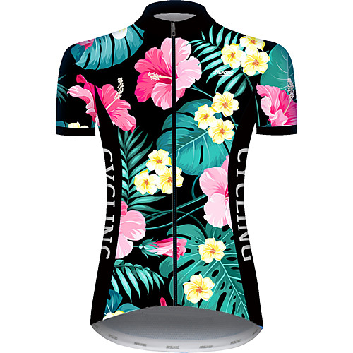 

21Grams Women's Short Sleeve Cycling Jersey PinkGreen Animal Floral Botanical Bike Jersey Top Mountain Bike MTB Road Bike Cycling UV Resistant Breathable Quick Dry Sports Clothing Apparel / Stretchy