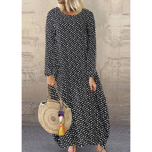 

Women's White Black Dress Swing Polka Dot M L