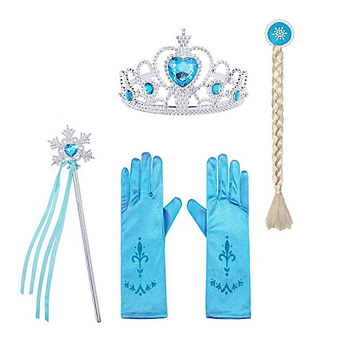 

Princess Elsa Gloves Outfits Girls' Movie Cosplay Halloween Purple / Yellow / Fuchsia Gloves Crown Wand Children's Day Masquerade Rhinestone Fabric Plastic