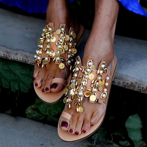 

Women's Sandals Flat Heel Open Toe PU Summer Gold / Party & Evening