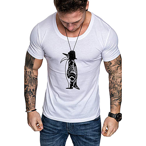 

Men's Daily Sports Business / Basic T-shirt - Solid Colored / Animal Black & White, Print Yellow