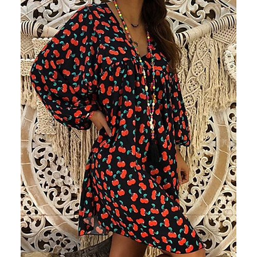 

Women's Red Dress A Line Print M L