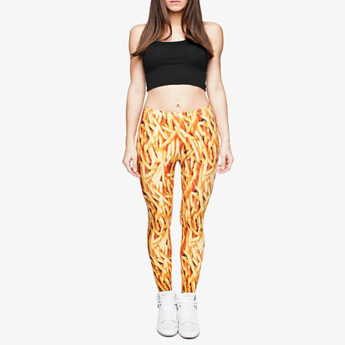 

Women's Sports / Yoga Sporty / Basic Legging - Print, Print Mid Waist Gold One-Size