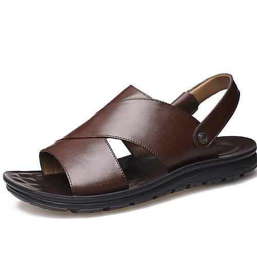 

Men's Cowhide Summer Sandals Non-slipping Brown / Black