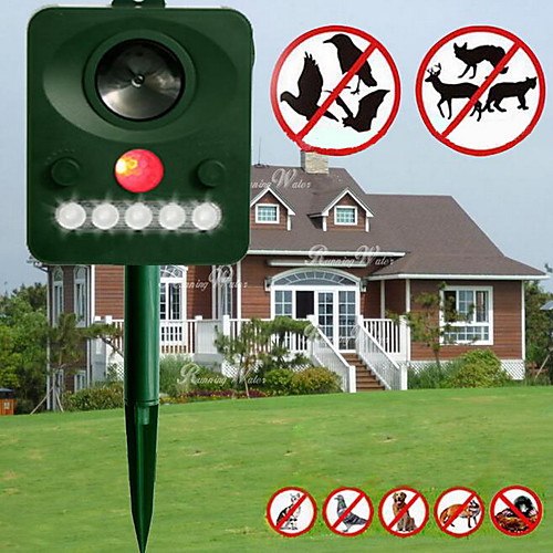 

Garden Ultrasonic PIR Sensor Solar Animal Dispeller Strong Flashlight Dog Repeller