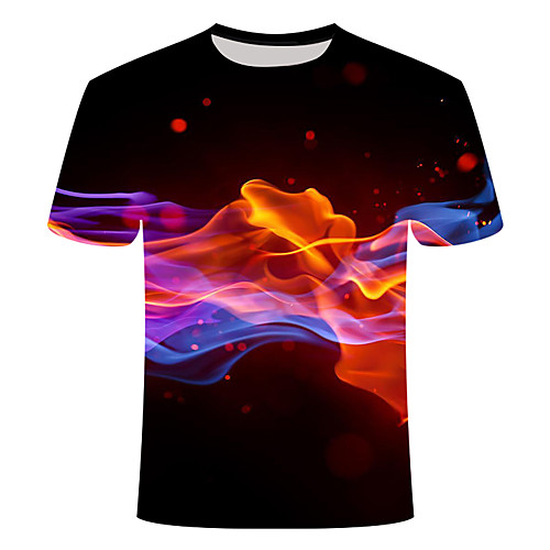 

Men's Daily Going out Basic T-shirt - 3D / Graphic / Visual Deception Print Black