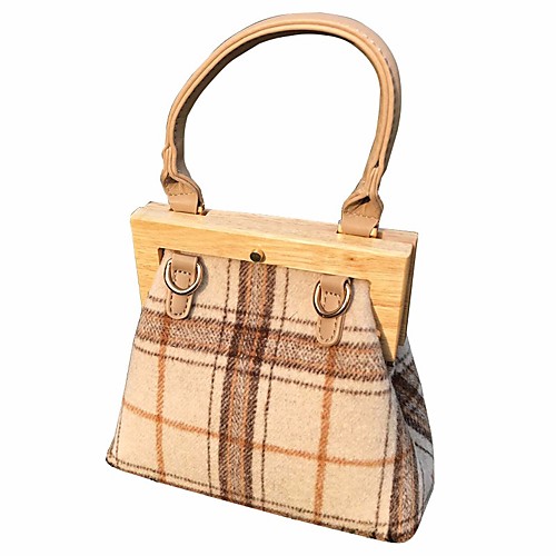 

Women's Chain PU Top Handle Bag Color Block Khaki / Brown