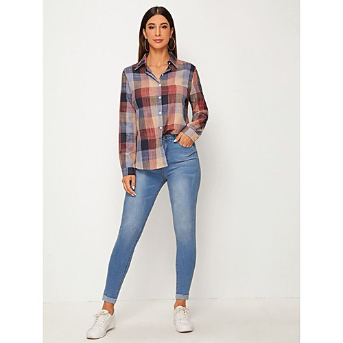 

Women's Holiday Going out Blouse - Color Block Blushing Pink