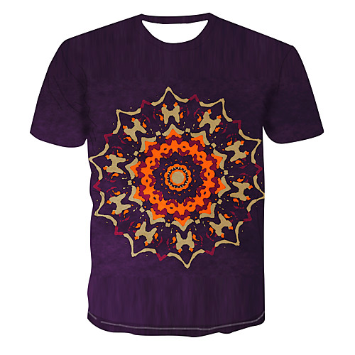 

Men's Club Weekend Street chic / Punk & Gothic T-shirt - Floral / Color Block / 3D Print Purple