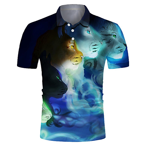 

Men's Club Weekend Rock / Exaggerated Polo - Color Block / 3D / Animal Tiger, Print Rainbow