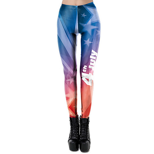 

Women's Basic Legging - Color Block Mid Waist Blue S M L