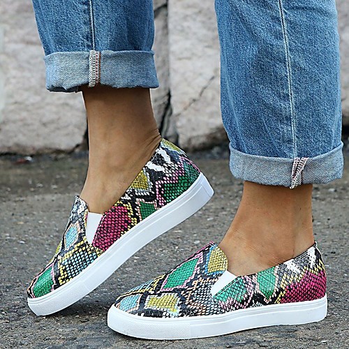 

Women's / Unisex Loafers & Slip-Ons 2020 Flat Heel Round Toe PU Classic / Casual Walking Shoes Spring & Fall / Spring & Summer Red / Green / White