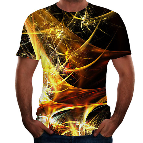 

Men's Daily Basic T-shirt - Color Block / 3D Print Yellow