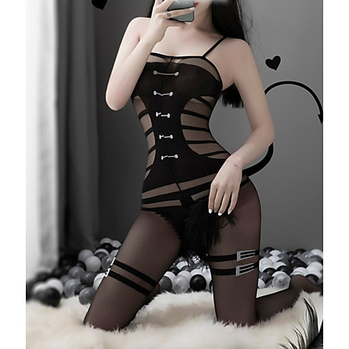 

Women's Lace / Backless Teddy / Bodysuits Nightwear Solid Colored Black One-Size