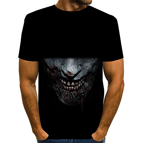 

Men's Plus Size Color Block Rainbow Print T-shirt Basic Exaggerated Daily Weekend Round Neck Black / Short Sleeve