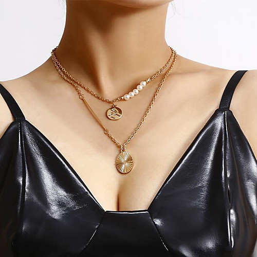 

Women's Pendant Necklace Necklace Layered Necklace Stacking Stackable Lucky Classic Elegant Vintage Trendy Imitation Pearl Chrome Gold 55 cm Necklace Jewelry 1pc For Masquerade Prom Street Birthday