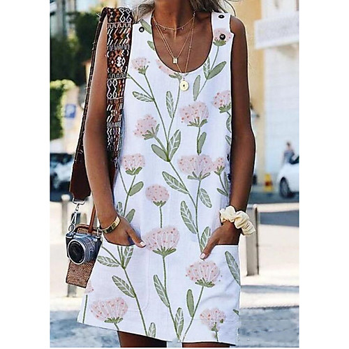 

Women's White Dress Tunic Print S M