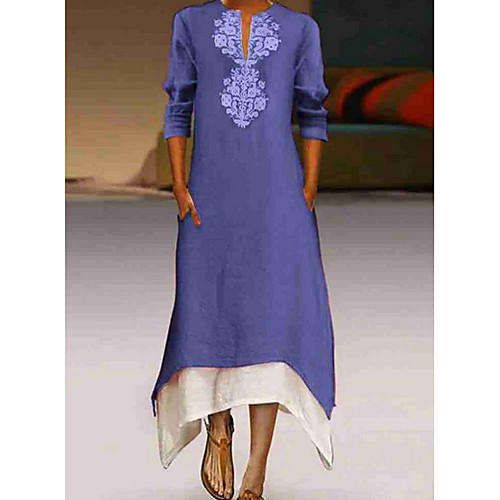 

Women's Blushing Pink Blue Dress Elegant Shift Color Block S M