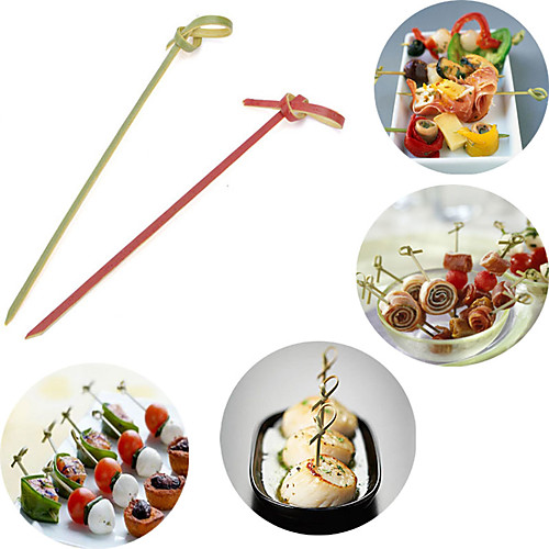 

100Pcs Lot Disposable Bamboo Fork Twisted Party Buffet Fruit Desserts Food Cocktail Sandwich Fork Stick Skewer 9cm Long