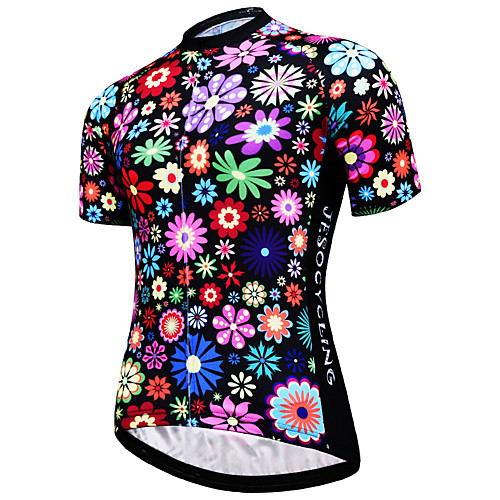 

JESOCYCLING Women's Short Sleeve Cycling Jersey 100% Polyester Rainbow Floral Botanical Plus Size Bike Jersey Top Mountain Bike MTB Road Bike Cycling Breathable Quick Dry Ultraviolet Resistant Sports