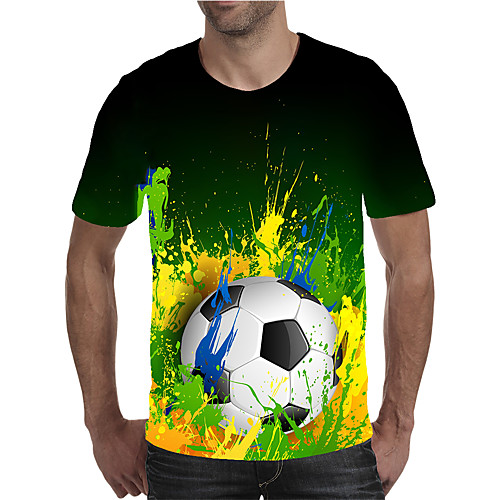 

Men's Daily Going out Street chic / Exaggerated T-shirt - Geometric / 3D / Graphic Pleated / Print Rainbow