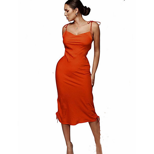 

Women's Orange Dress Sheath Solid Color S M