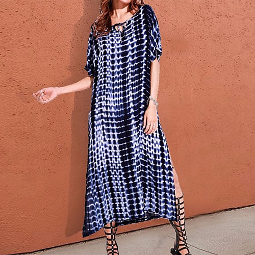 

Women's Dusty Blue Dress Shift Print S M