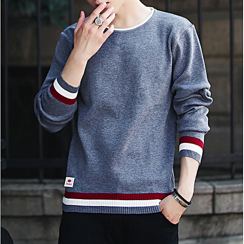 

Men's Color Block Long Sleeve Pullover Sweater Jumper, Round Neck Red / Royal Blue / Black US34 / UK34 / EU42 / US36 / UK36 / EU44 / US38 / UK38 / EU46