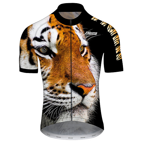 

21Grams Men's Short Sleeve Cycling Jersey 100% Polyester Black / Yellow Animal Tiger Bike Jersey Top Mountain Bike MTB Road Bike Cycling UV Resistant Breathable Quick Dry Sports Clothing Apparel
