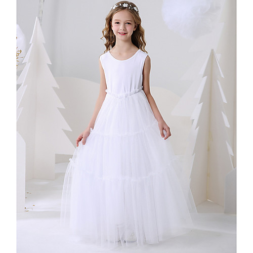 

Ball Gown Floor Length Event / Party Flower Girl Dresses - Polyester Sleeveless Jewel Neck with Pattern / Print