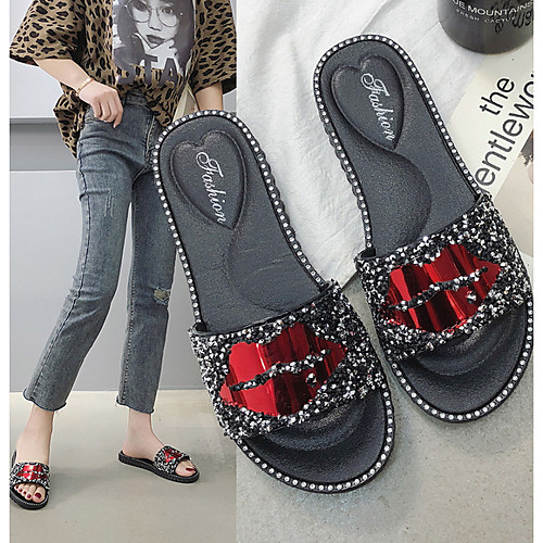 

Women's Sandals Flat Heel Open Toe PVC Summer Black / Silver