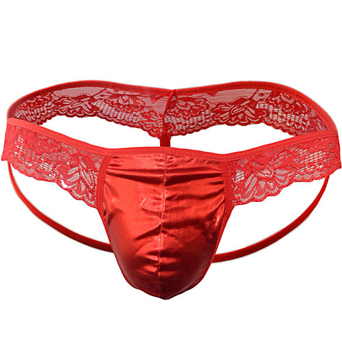 

Men's Lace G-string Underwear - Normal Low Waist Red Black One-Size