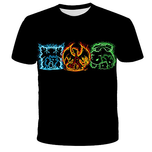 

Men's Daily Holiday Street chic / Exaggerated T-shirt - 3D / Tie Dye / Animal Wolf, Print Black
