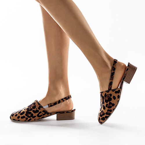 

Women's Sandals Low Heel Round Toe PU Spring & Summer Leopard / White / Light Pink