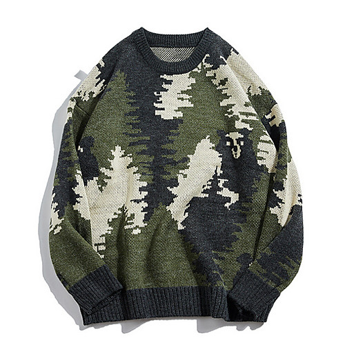 

Women's Geometric Long Sleeve Pullover Sweater Jumper, Round Neck Royal Blue / Gray M / L / XL