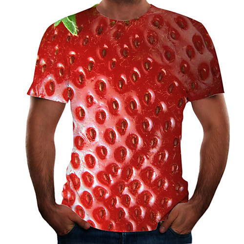 

Men's Daily Sports Basic / Street chic T-shirt - Color Block / 3D / Fruit Print Rainbow