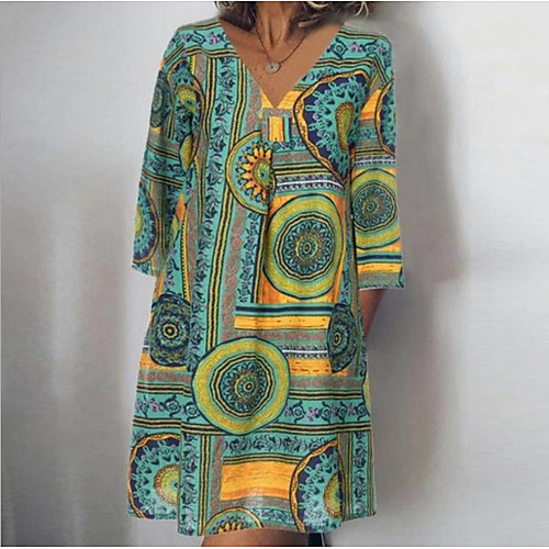 

Women's Satin Green Brown Dress Elegant Summer Shift Geometric S M