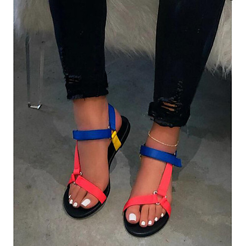 

Women's Sandals 2020 Flat Heel Open Toe Microfiber Basic / Minimalism Spring & Fall / Spring & Summer Leopard / Red / Black