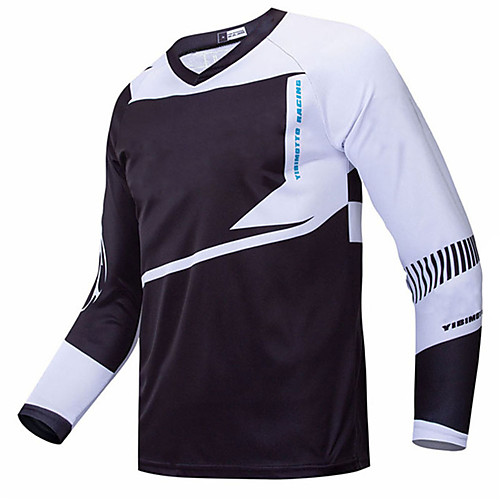 

21Grams Men's Long Sleeve Cycling Jersey Downhill Jersey Dirt Bike Jersey 100% Polyester Black / White Geometic Bike Jersey Top Mountain Bike MTB Road Bike Cycling UV Resistant Breathable Quick Dry