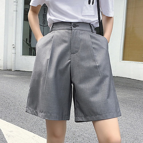 

Women's Basic Shorts Pants - Solid Colored Black Gray M L XL