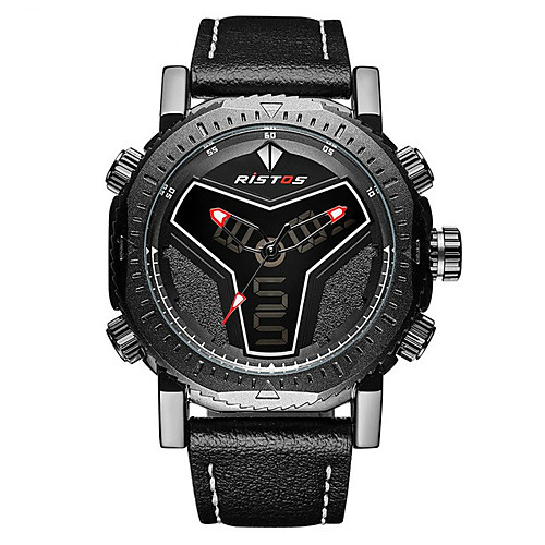 

Men's Dress Watch Quartz Formal Style Sporty Genuine Leather Black / Brown 30 m Water Resistant / Waterproof Calendar / date / day Luminous Analog Classic Outdoor - RedBrown Red Black / White / LCD