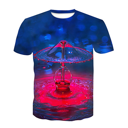 

Men's Daily Sports Basic T-shirt - Color Block / 3D Print Rainbow