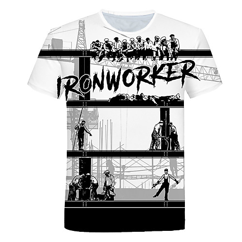 

Men's Daily Going out Vintage T-shirt - Geometric / 3D / Letter Print White