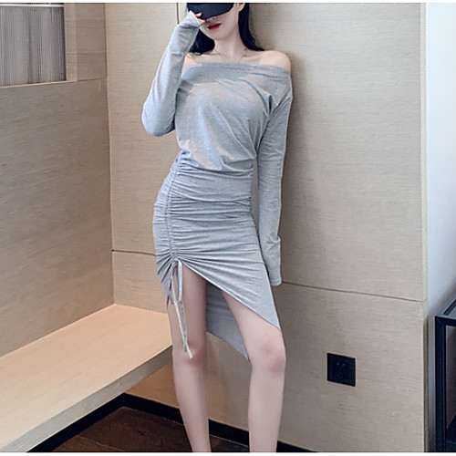 

Women's Black Gray Dress Sheath Solid Color One-Size
