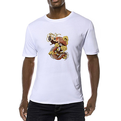 

Men's Daily Sports Business / Basic T-shirt - Rainbow / Animal Black & White, Print Yellow